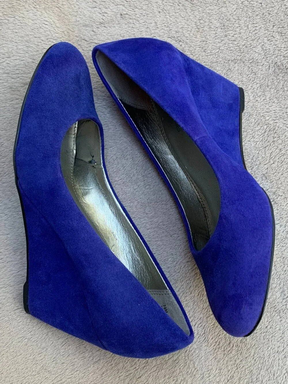 Bandolino Transpose Blue Suede Demi Wedges Sz 7.5